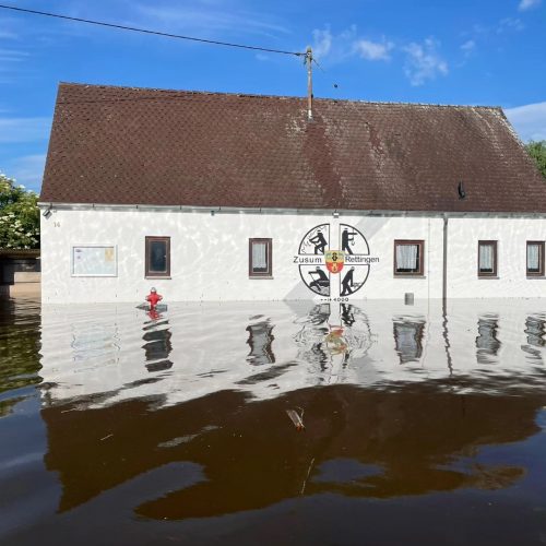 Gerätehaus im Hochwasser Juni 2024